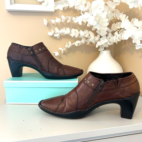 Josef Seibel Kendra Crinkle Leather Ankle Shoe/Bootie Cognac Size EU41/US10-10.5 - Picture 3 of 16